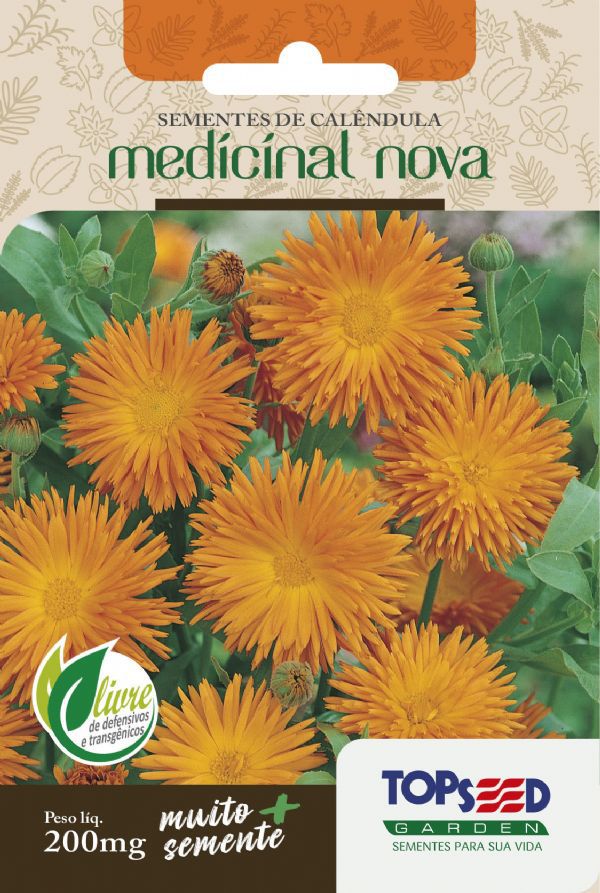 Envelope Sementes de Calêndula Medicinal Nova Topseed Garden 200mg