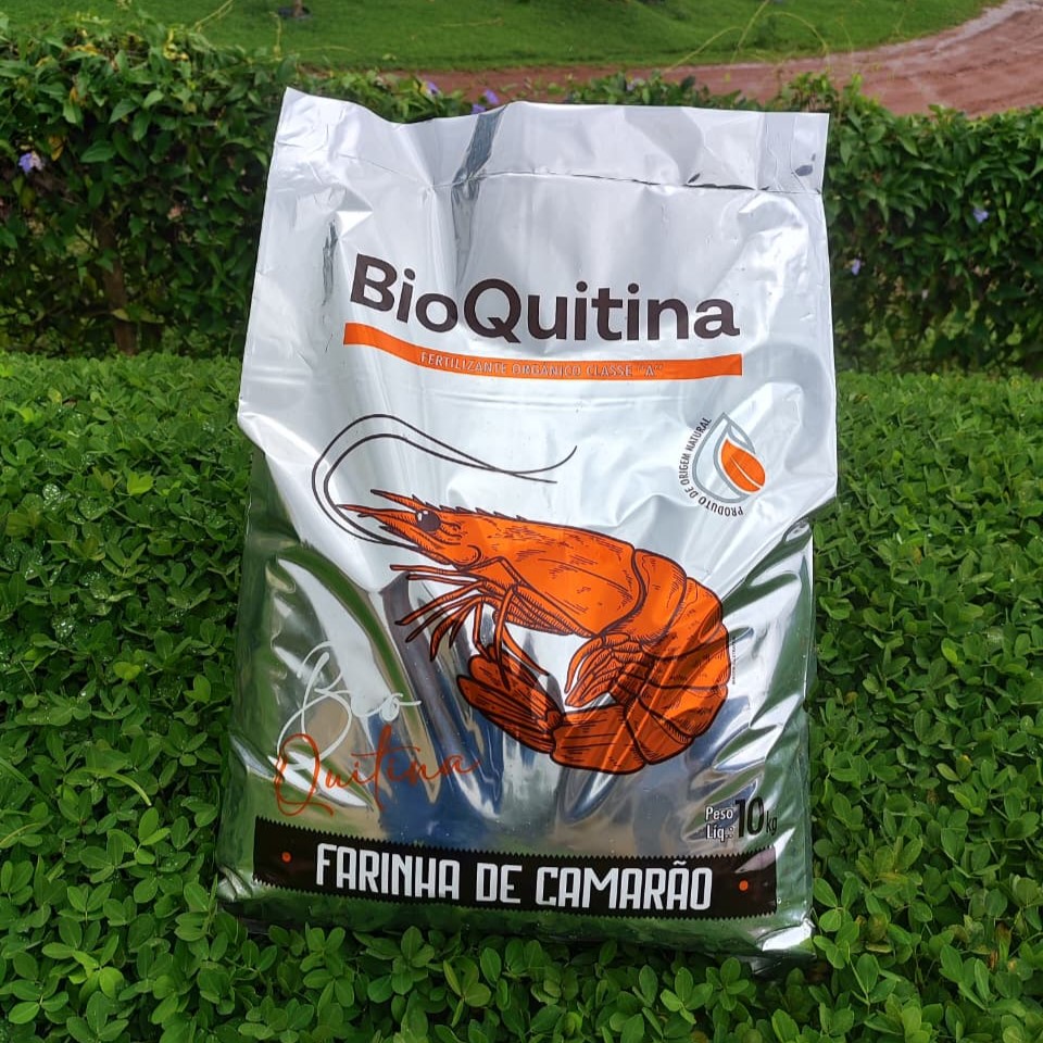 Embalagem da Bioquitina Farinha de Camarão 10 kg fertilizante orgânico